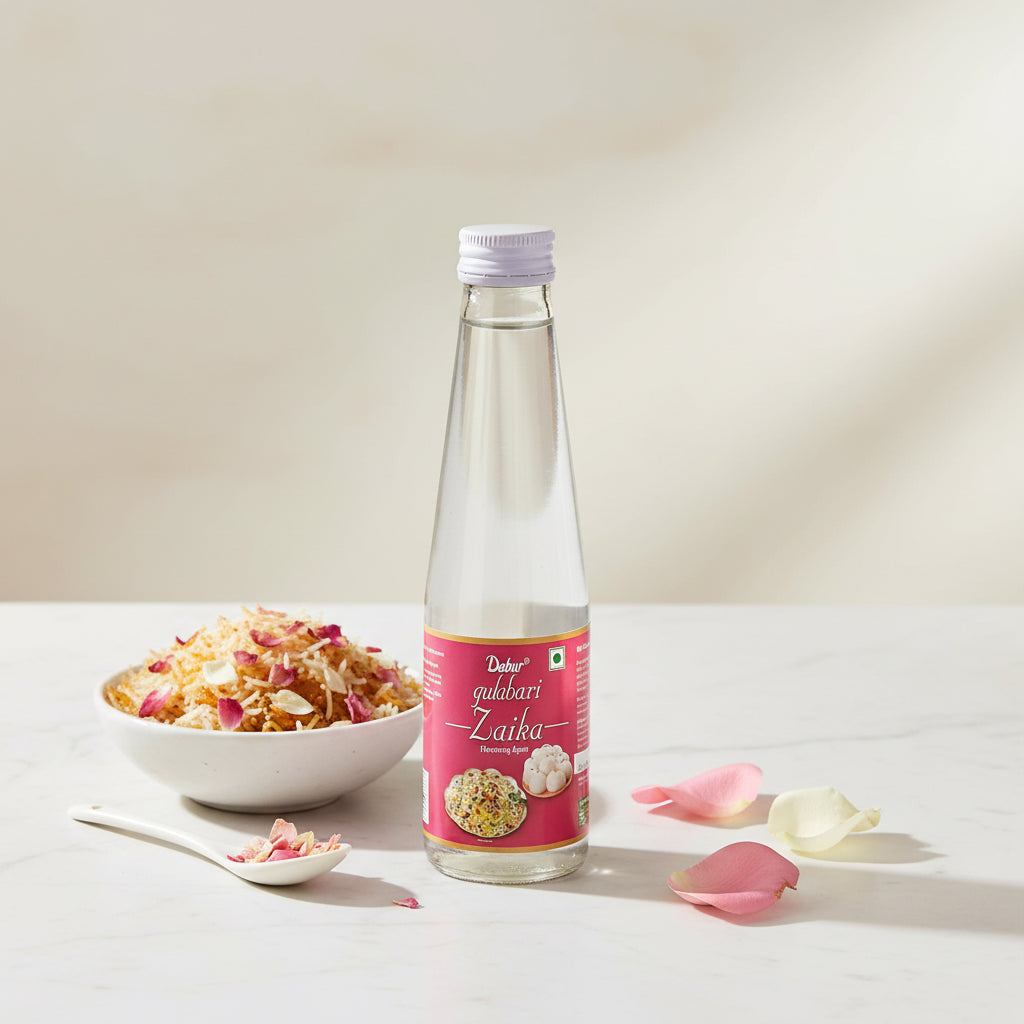 Dabur Gulabari Zaika 250ml - Pure Rose Water Essence for Biryani and Desserts
