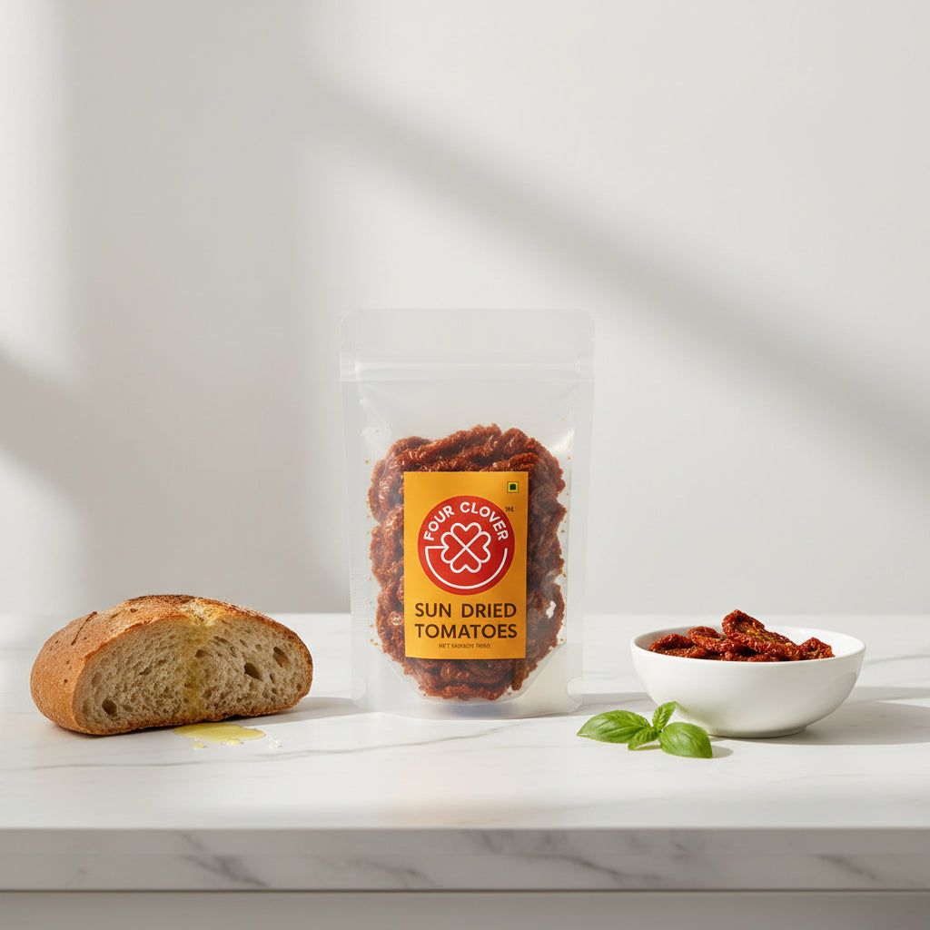 Four Clover Sun Dried Tomatoes 100g - premium sun dried tomatoes for Mediterranean cooking