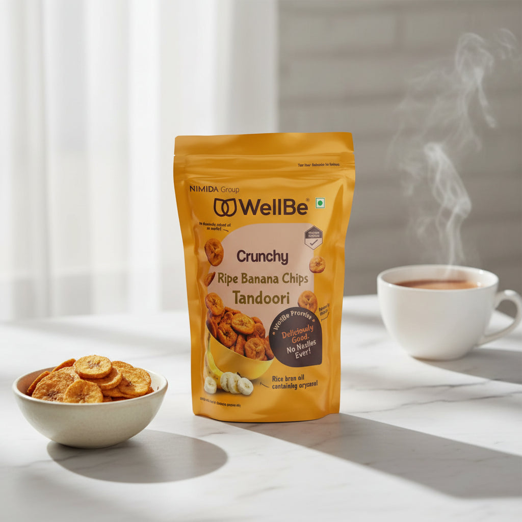 WellBe Vacuum Cooked Ripe Banana Chips Tandoori 50g