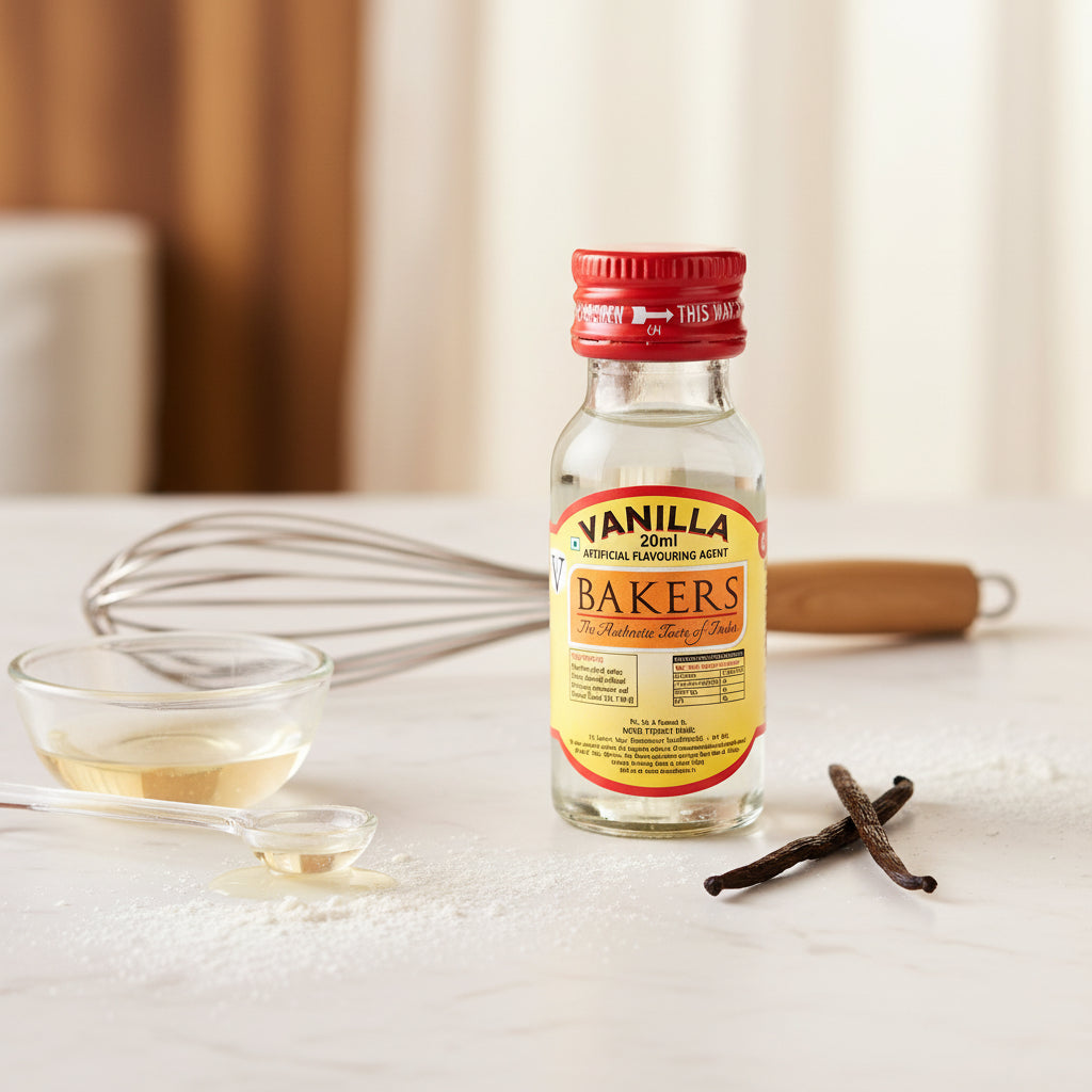 Bakers Vanilla Flavouring Agent White 20ml - Clear vanilla essence for baking
