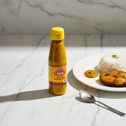 Druk Mustard Kasundi 200g bottle - authentic Bengali tangy mustard sauce