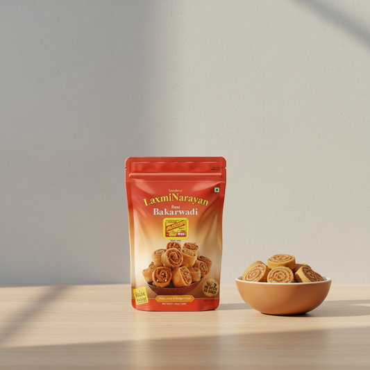 Laxmi Narayan Bakarwadi packaging on a white background