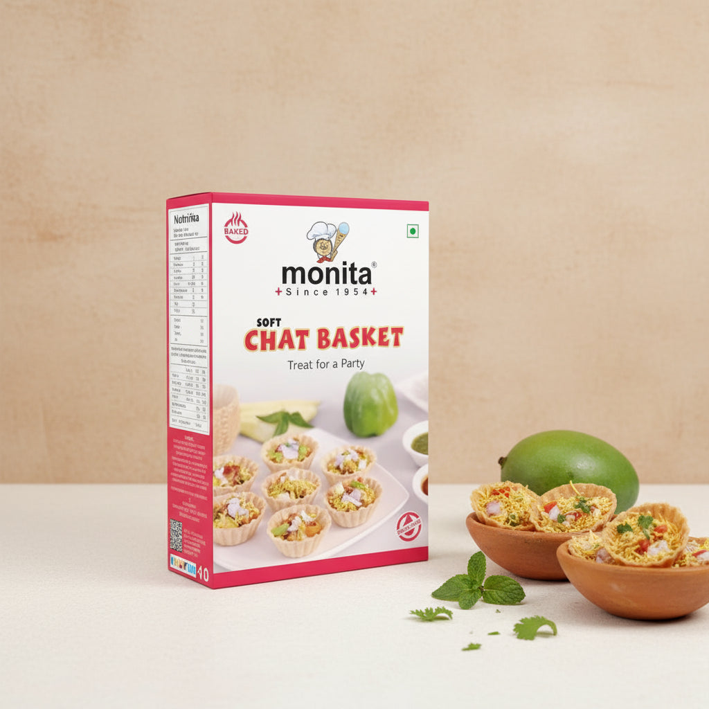 Monita Chaat Basket 200g (50 Pieces) - Soft crispy baskets for Indian chaat and party snacks


