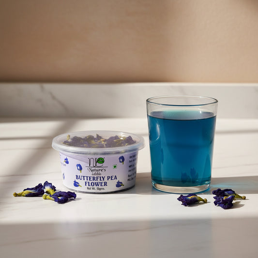 Nature's Edible Butterfly Pea Flower 15g - Dried Blue Pea Flowers in a clear container