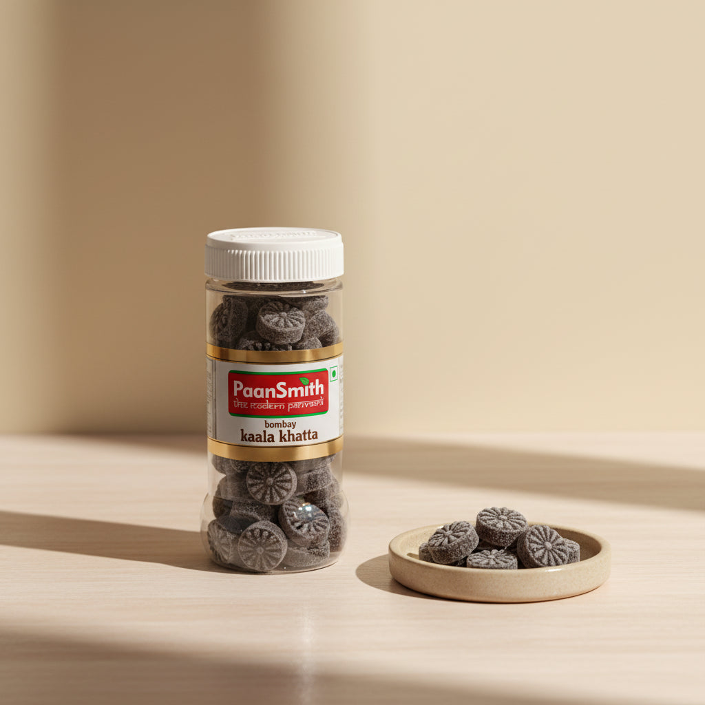 PaanSmith Bombay Kaala Khatta 220g pack - tangy black salt mouth freshener