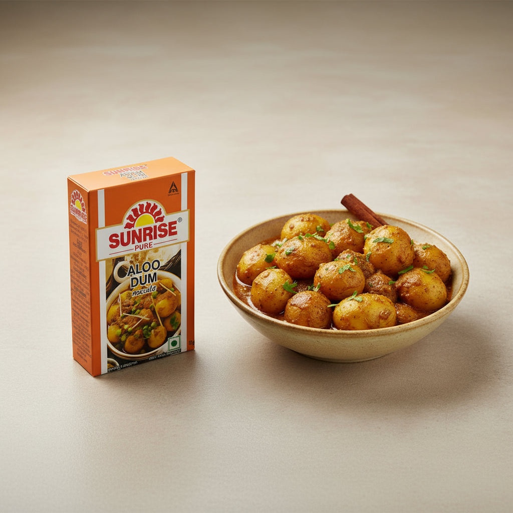 Sunrise Pure Aloo Dum Masala 50g pack - authentic potato curry spice blend