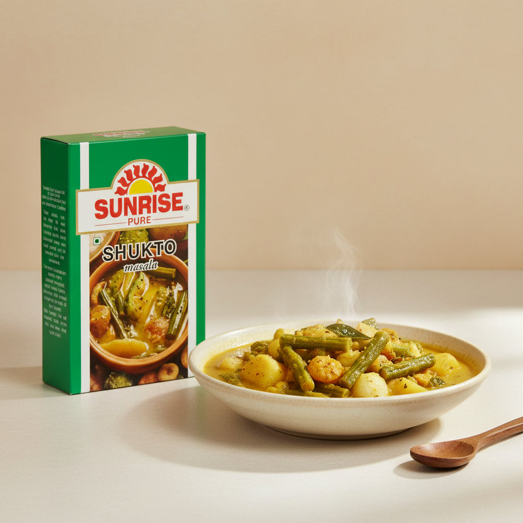 Sunrise Pure Shukto Masala 50g pack - authentic Bengali mixed vegetable spice blend