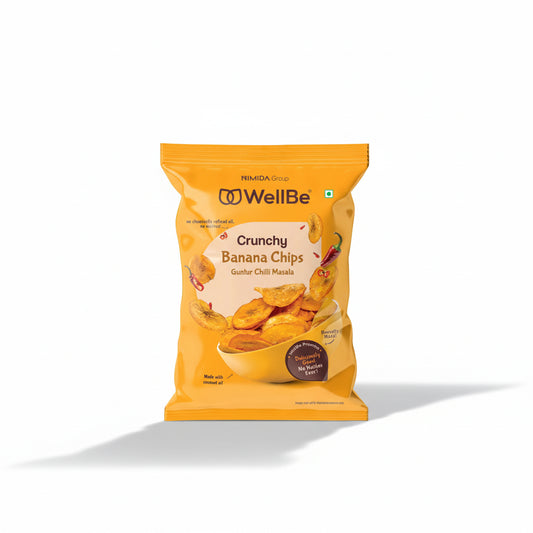 WellBe Crunchy Banana Chips Guntur Chilli Masala 80g