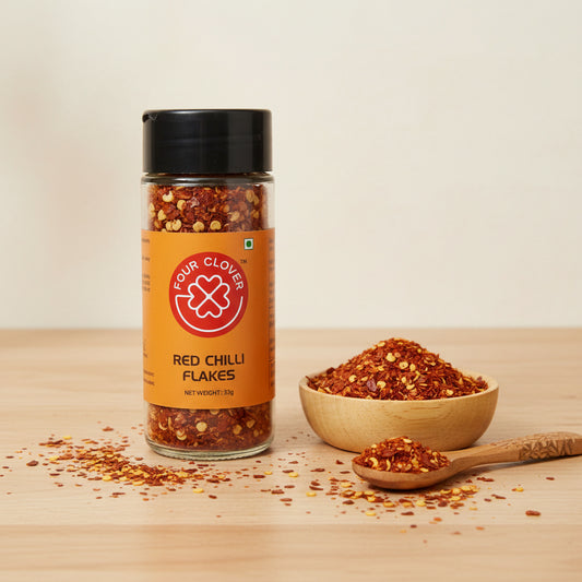 Four Clover Red Chilli Flakes 33g - premium crushed red chillies for spicy dishes